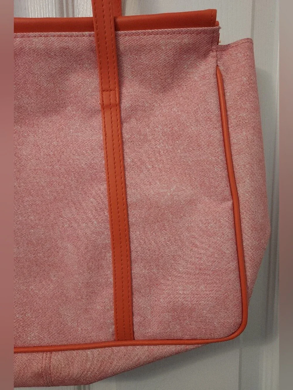 Clinique Pink Canvas Tote with Orange Trim and Straps